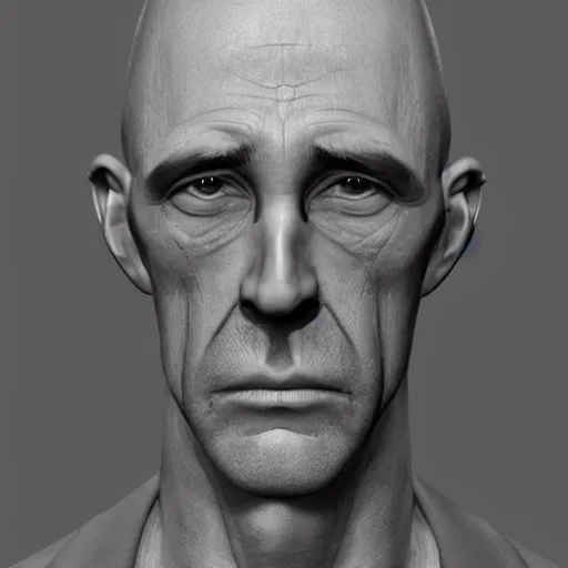 Image similar to A middle-aged Dr. Venture in real life with a hooked nose, a long gaunt face and skinny body and neck, very thin and bald, realistic, very realistic, hyperrealistic, highly detailed, very detailed, extremely detailed, detailed, digital art, oil painting, trending on artstation, headshot and bodyshot, detailed face, very detailed face, extremely detailed face, HD Quality, 8k resolution, very very detailed face, real life