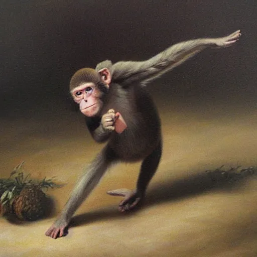 Prompt: a monkey in an oil painting, running freely, high detail, high polygon-W 768