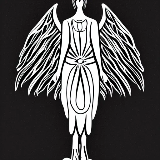Prompt: biblically acurate angel, ophanim, thin linework, tattoo style, high resolution, lineart, vector, black and white image,