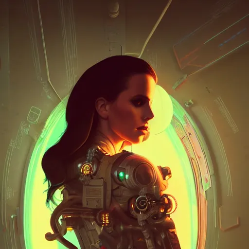 Image similar to portrait of lana del rey as a cyborg. intricate abstract. intricate artwork cyberpunk by tooth wu, wlop, beeple, dan mumford. octane render, trending on artstation, greg rutkowski ruan jia, cinematic, hyper realism, unreal 4, high detail, octane render, 8 k, key art, iridescent accents