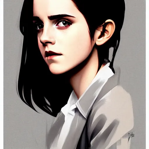 Image similar to emma watson portrait as manga girl, realistic shaded perfect face, fine details. anime. realistic shaded lighting poster by ilya kuvshinov katsuhiro otomo ghost - in - the - shell, magali villeneuve, artgerm, jeremy lipkin and michael garmash and rob rey