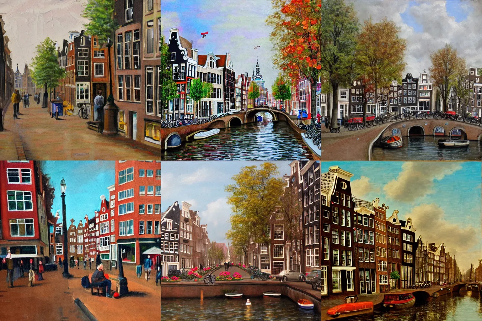 Prompt: a renissance painting of the streets of amsterdam