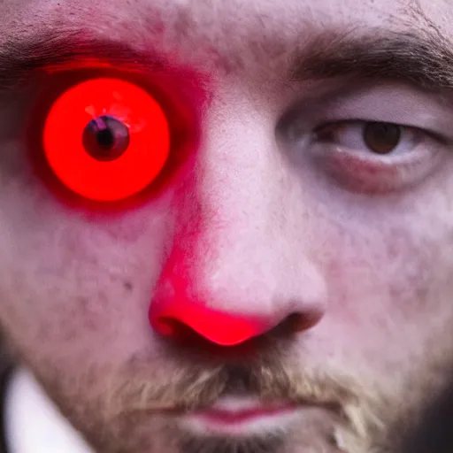 Image similar to a man with red glowing eyes