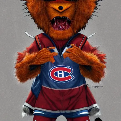 Prompt: scary anime Portrait of horrific Youppi the Habs Montreal Canadiens Mascot as a very dead powerful and violent pokemon, Youppi eating Boston Bruins Bear Logo, lots of blood, highly detailed anime, high evolution, 1990s, haunted shiny legendary, darkness, smooth, sharp focus, dynamic lighting, intricate, trending on ArtStation, stuff of nightmares, illustration pokemon, art by WLOP