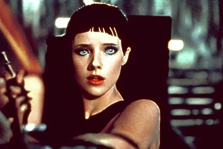 Prompt: rachel in a scene from the movie blade runner