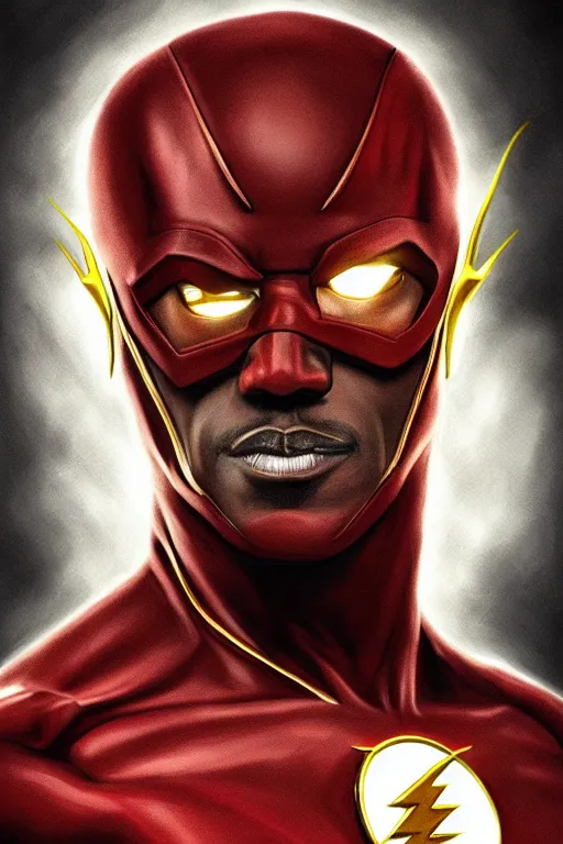 Prompt: Portrait of Wesley Snipes as Flash, DC, justice league, cinematic lighting, intricate, elegant, highly detailed, digital painting, artstation, painted by Artgerm and Mark Waid and Greg Rutkowski and Mandy Jurgens and Snyder