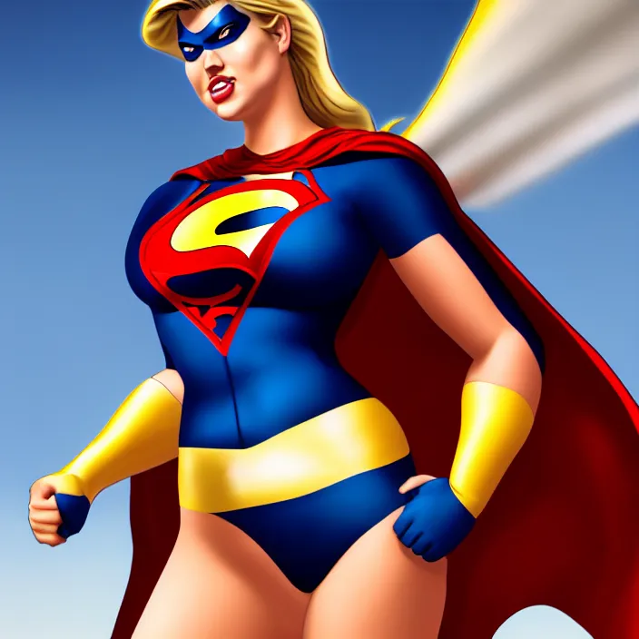 Prompt: photograph of kate upton as powergirl. Extremely detailed. 8k