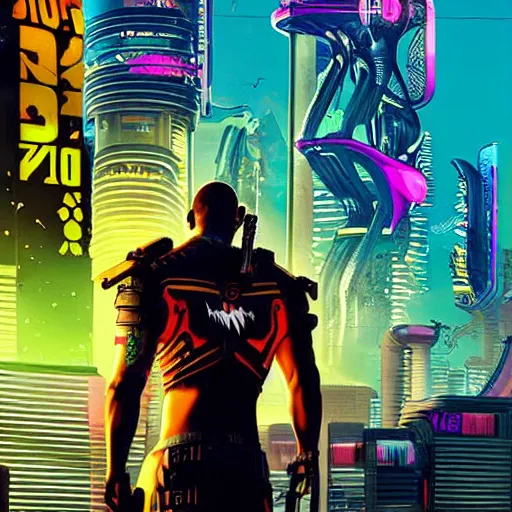 Image similar to cyberpunk 2 0 7 7 dr. seuss art style