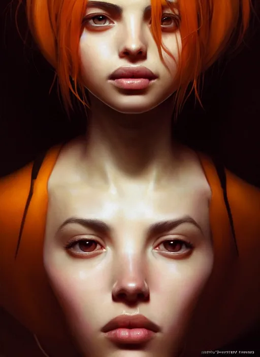 Image similar to hyper realistic zoomed out portrait of ana de armas in the fifth element, by hsiao ron cheng, ngai victo, nivanh chanthara jean delville wlop and dougherty patrick, trending on artstation, soft light