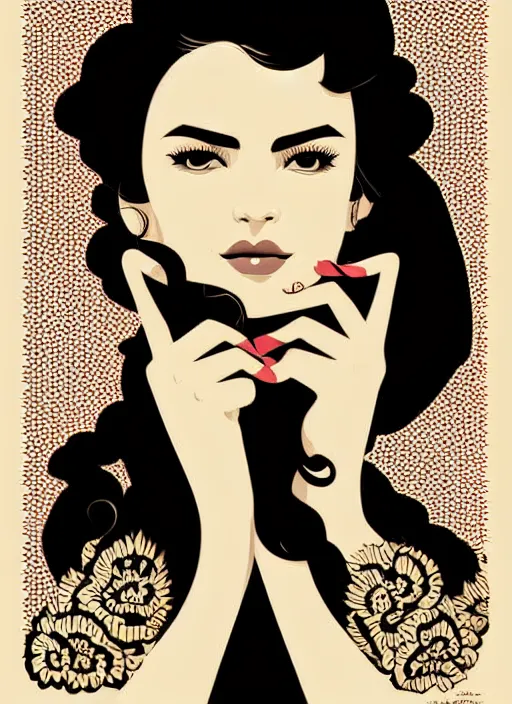 Image similar to silhouette of a spanish gitana, vector art style, medium shot, intricate, elegant, highly detailed, digital art, ffffound, art by jc leyendecker and sachin teng