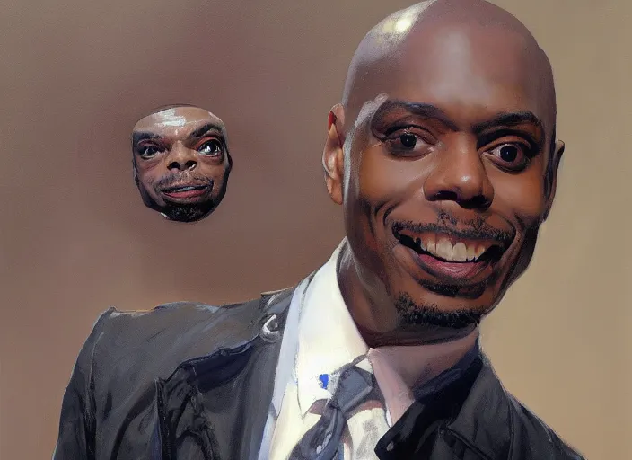 Image similar to a highly detailed beautiful portrait of [ robot ] dave chappelle by gregory manchess, james gurney, james jean