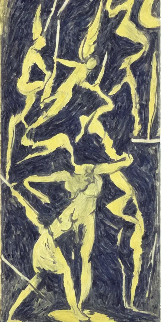 Prompt: a lightning bolt marble statue painted by matisse, highly detailed, cinematic