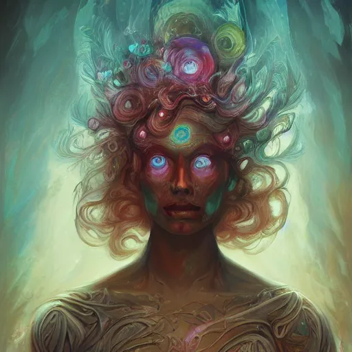 Prompt: A beautiful strange detailed portrait psychedelic painting of Irreconcilable Personification by Anato Finnstark, Noah Bradley, Raymond Swanland, and Steven Belledin, 8k resolution, deviantart, trending on Artstation, concept art, digital illustration