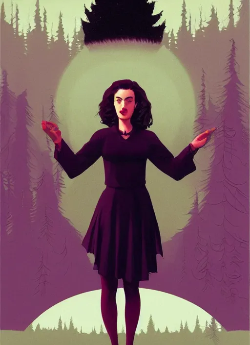 Prompt: Twin Peaks poster artwork by Michael Whelan and Tomer Hanuka, Karol Bak, Rendering of Audrey Horne, from scene from Twin Peaks, full of details, by Makoto Shinkai and thomas kinkade, Matte painting, trending on artstation and unreal engine