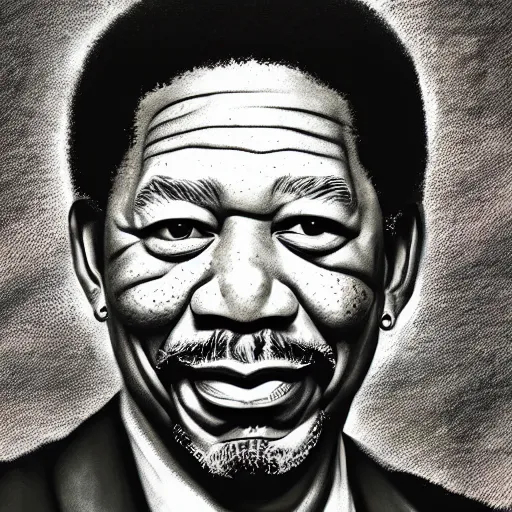 Image similar to An illustration of Morgan Freeman in the style of MeatCanyon, Face Portrait, hyper detailed, deviantart,