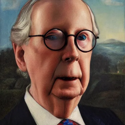 Image similar to historic portrait of mitch mcconnell, half man, half turtle, martha greta kempton, frank o salisbury, granville chandor, thomas edgar stevens, oil painting