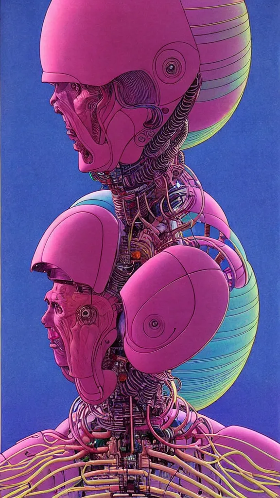 Image similar to ( ( ( ( a humanoid creature on other planets that appear intelligent. ) ) ) ) by mœbius!!!!!!!!!!!!!!!!!!!!!!!!!!!, overdetailed art, colorful, artistic record jacket design