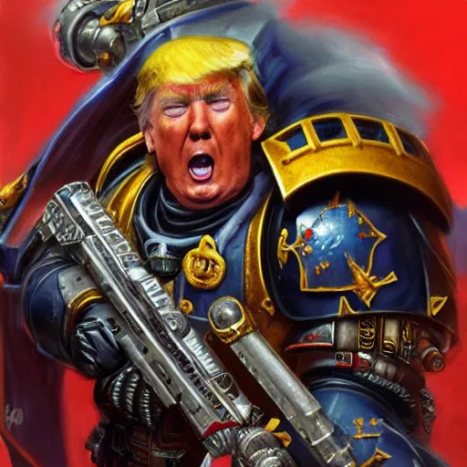 Image similar to Donald Trump as a space marine Primarch, warhammer 40k, closeup character portrait art by Donato Giancola, Craig Mullins, digital art, trending on artstation