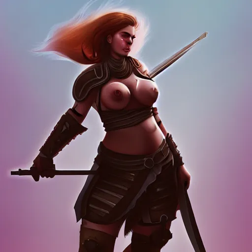 Image similar to curvy female warrior in the battlefield, digital art, digital painting, 4 k, hd, artstation, devian art