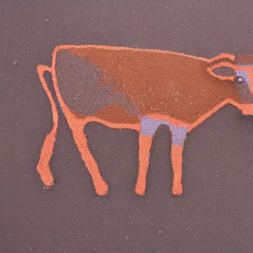 Prompt: sand painting of cow