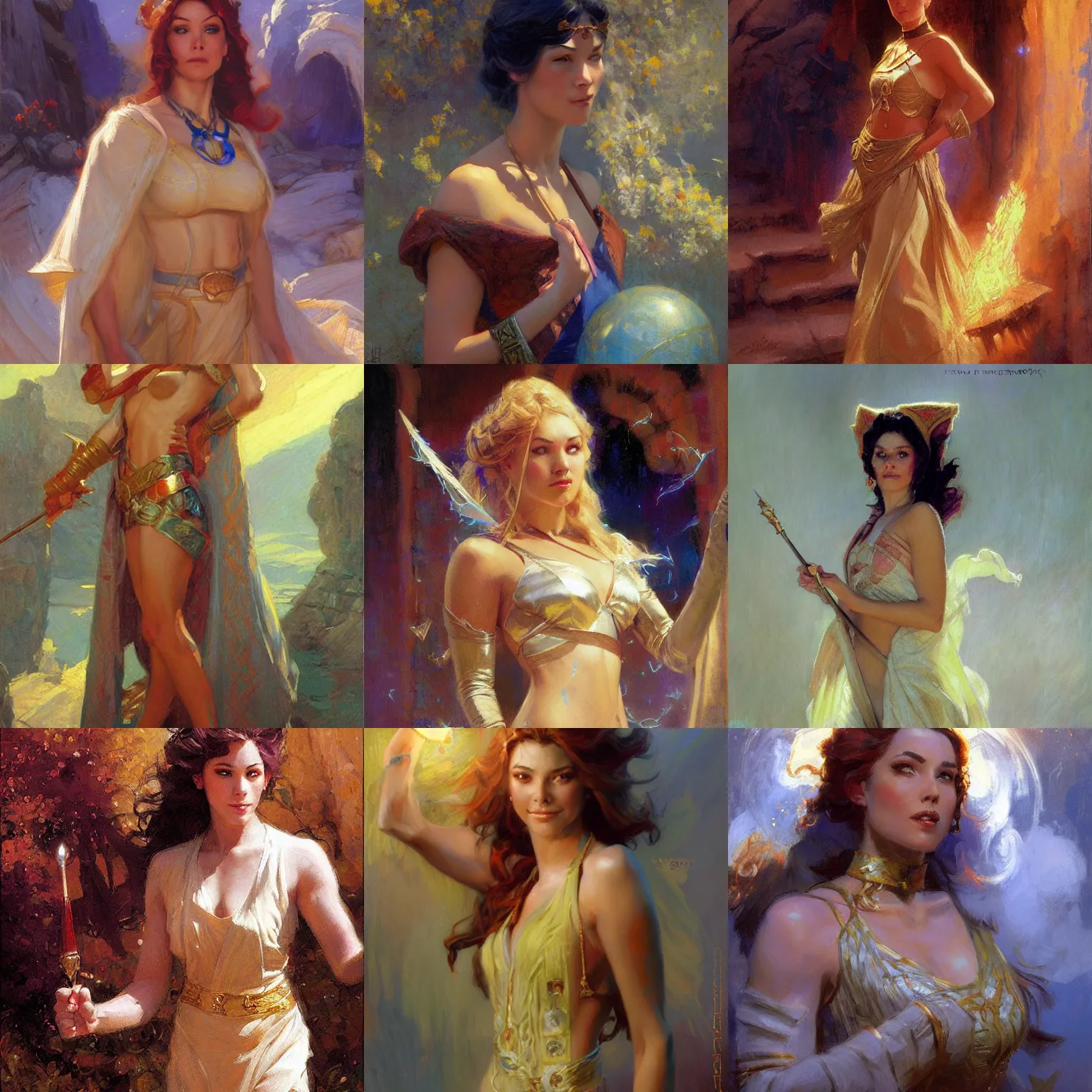 Prompt: female mage, sunny, painting by gaston bussiere, craig mullins, j. c. leyendecker