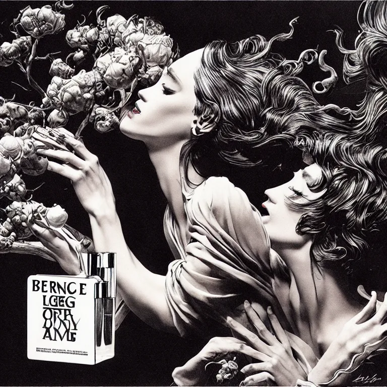 Image similar to fragrance advertising campaign by bernie wrightson