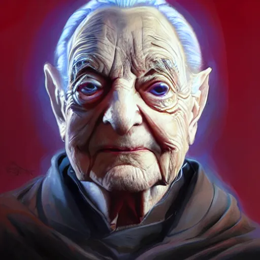 Image similar to Portrait of George Soros as the emperor palpatine made by stanly artgerm lau, wlop, rossdraws, james jean, andrei riabovitchev ,marc simonetti