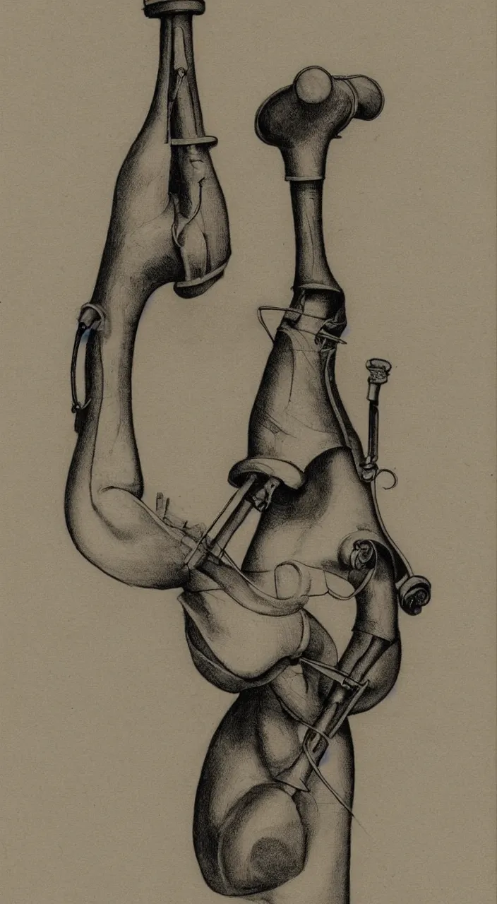 Prompt: a bagpipe with unglazed ceramic pipes shaped like a human larynx, in the style of a medical drawing, 8k,