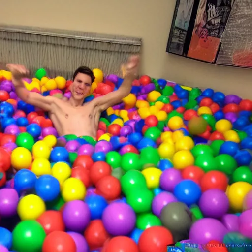 Prompt: Jerma985 playing in a ball pit