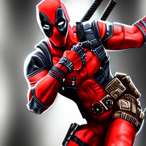 Image similar to epic deadpool art, high detail, high definition, photorealistic, hdr, rtx,