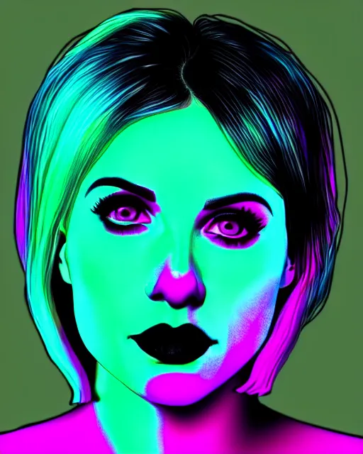 Prompt: neon Hayley Williams, fine details, realistic shaded, fine-face, pretty face