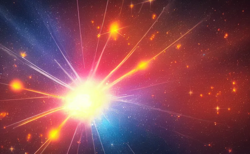 Image similar to bitcoin star explosion, space, volumetric light, 4 k, stars