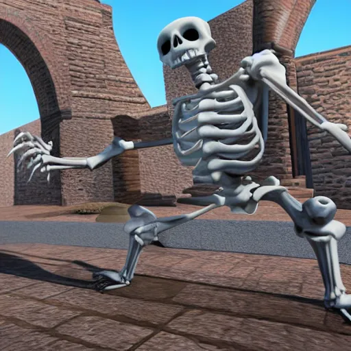 Prompt: A skeleton in the game Super Mario 64, unreal engine, highly detailed, 8k, vray