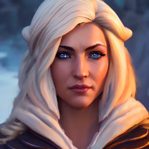 Image similar to realistic still of jaina proudmoore amazing details 8 k beautiful ultra realistic sharp focus cinematic lightning in the style of dandonfuga artstation