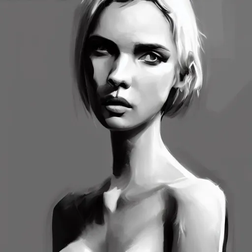 Prompt: soft android concept art oil painting, black and white, by jama jurabaev, highly detailed, brush hard, artstation