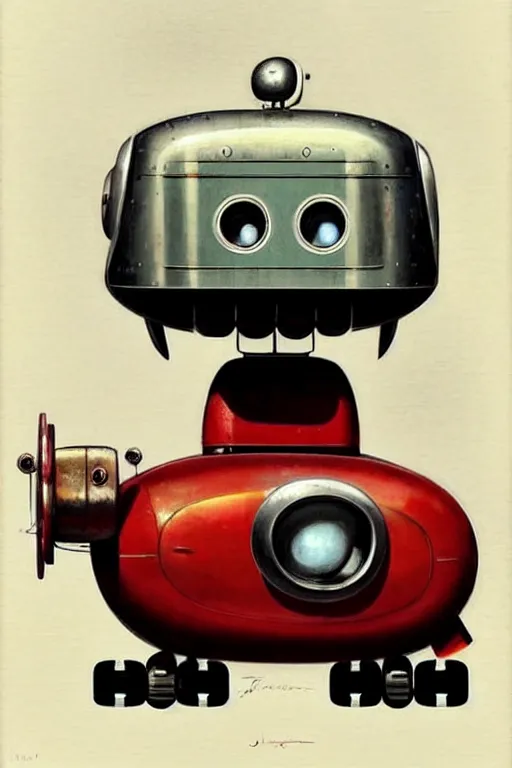 Image similar to ( ( ( ( ( 1 9 5 0 s retro future android robot fat robot dog wagon. muted colors., ) ) ) ) ) by jean - baptiste monge,!!!!!!!!!!!!!!!!!!!!!!!!! chrome red