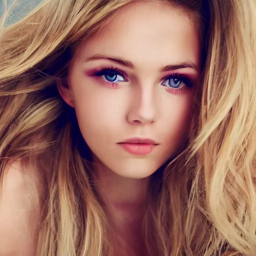 Image similar to girlfriend European beautiful gorgeous, cute dazzling eyes, shy, blonde hair, wearing camisoles