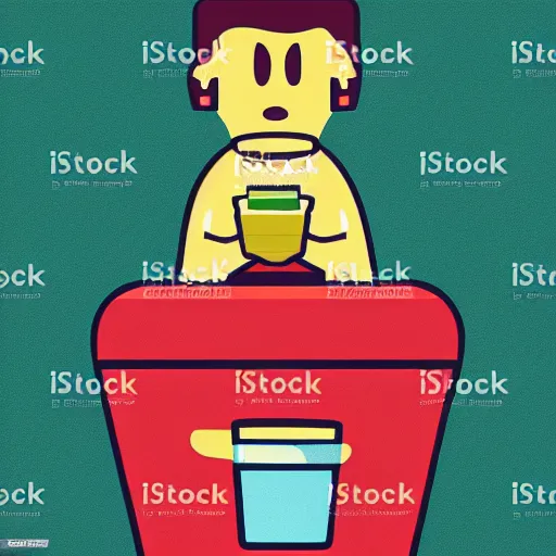 Image similar to an alien drinking horchata, minimalist, vector art, color blocking