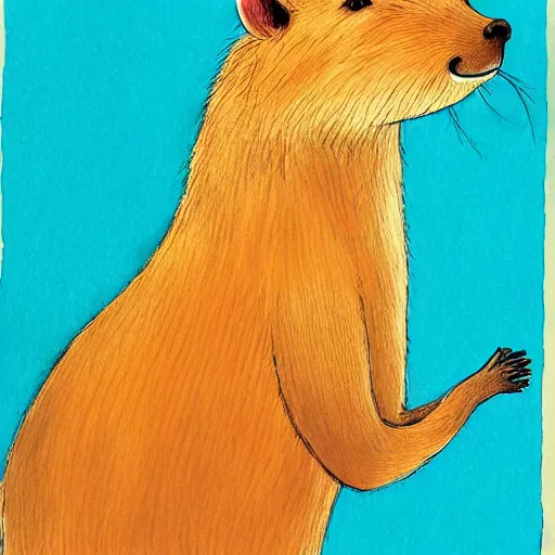 Prompt: eric carle illustration of a capybara, high quality, ultra detailed