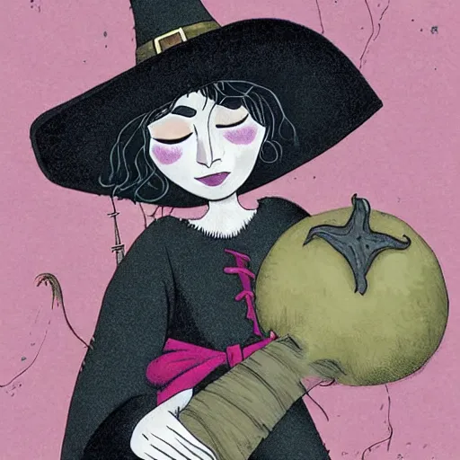 Prompt: a witch by barbara canepa and elisabetta gnone