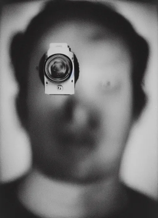 Image similar to studio portrait of a man who has many pairs of eyes all over, eyes on chin, eyes on forehead, eyes eyes eyes. dusk, sunset, film photo, rollei 3 5 camera, tri - x film