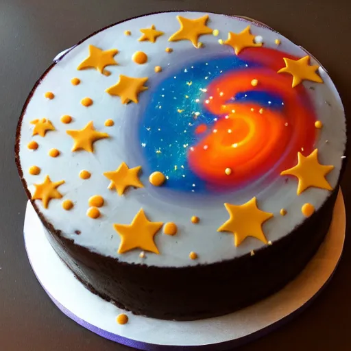 Image similar to birthday cake with a universe inside