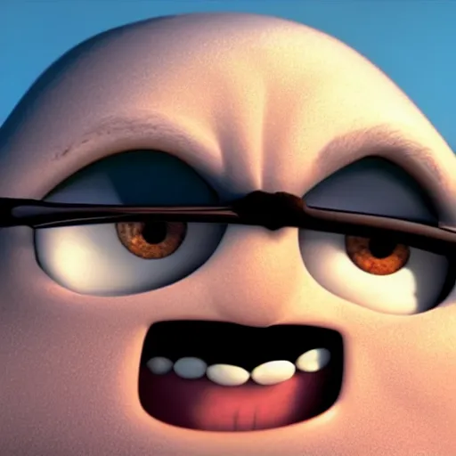 Prompt: A realistic close-up face of Gru in despicable me 2.