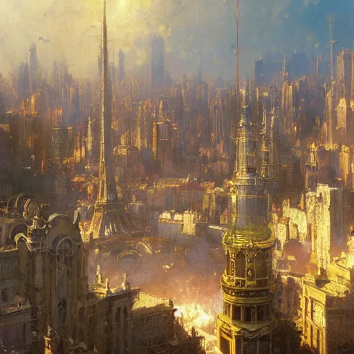 Prompt: detailed cinematic wide shot of world city, ultra realistic, spring light, painting by gaston bussiere, craig mullins, j. c. leyendecker