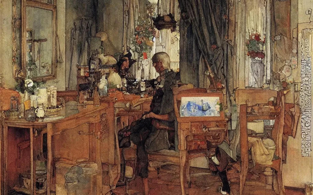 Image similar to a painting, oil on canvas, by carl larsson