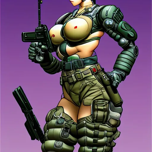 Prompt: a soldier girl by masamune shirow, trending on artstation