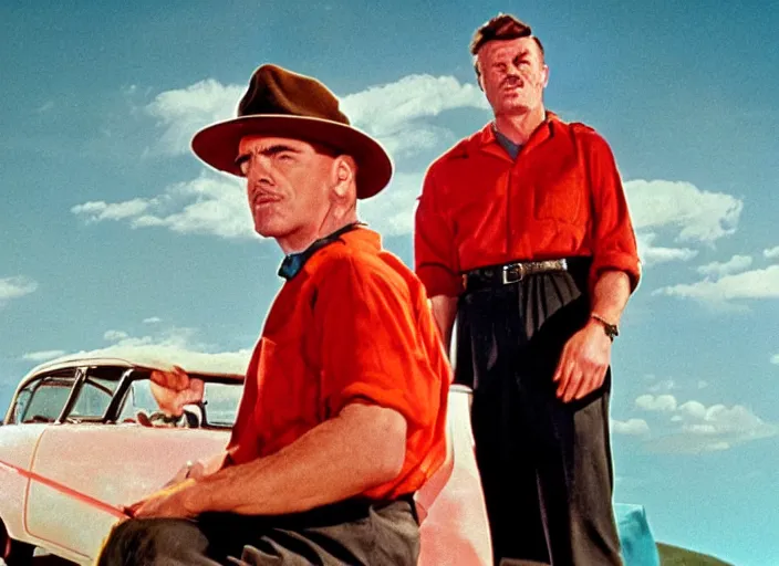 Image similar to a movie still from the 1955 musical Breaking Bad, in full technicolor, cinematic