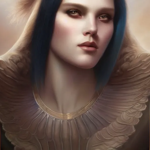 Image similar to a beautiful portrait of a celestial goddess by Jim Burns and Tom Bagshaw, Trending on Artstation