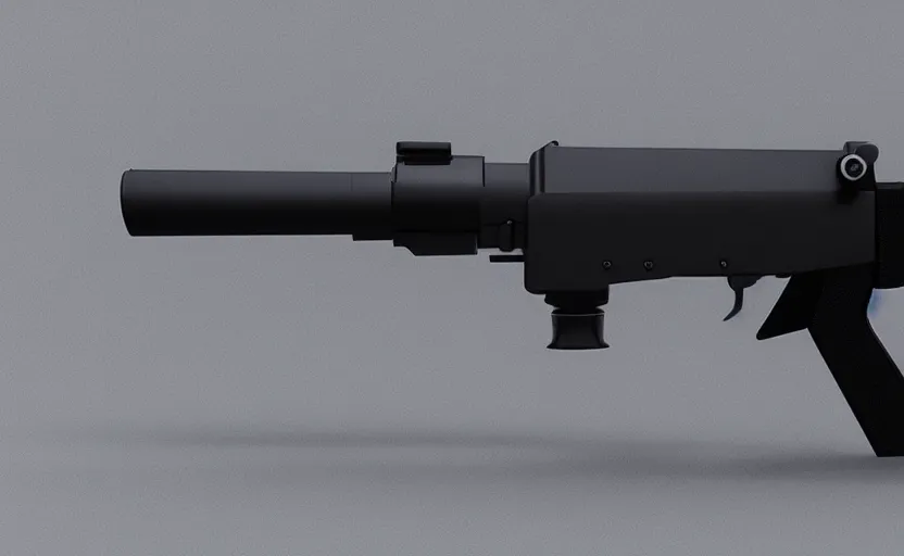 Image similar to minimalist AR pistol inspired by Tesla, studio lighting, octane render