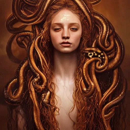 Mythical petrifying Medusa with real swirling snakes | Stable Diffusion ...
